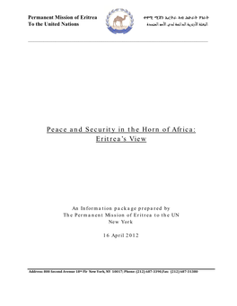 Peace and Security in the Horn of Africa: Eritrea's View