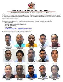 Ministry of National Security Government of the Republic of Trinidad and Tobago