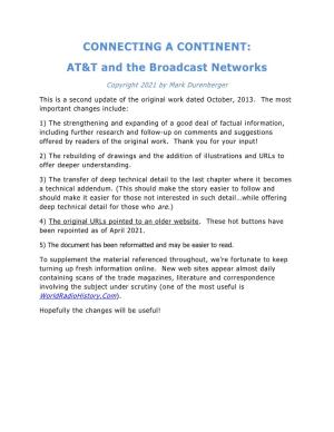CONNECTING a CONTINENT: AT&T and the Broadcast Networks