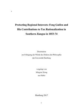 Feng Guifen and His Contributions to Tax Rationalization in Southern Jiangsu in 1853-74