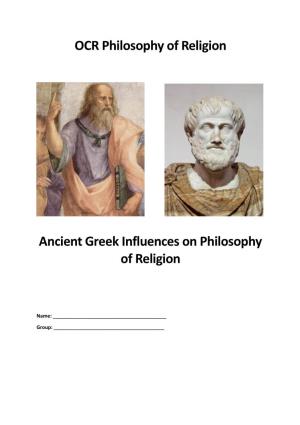 OCR Philosophy of Religion Ancient Greek Influences on Philosophy Of