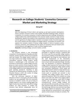 Research on College Students' Cosmetics Consumer Market and Marketing Strategy