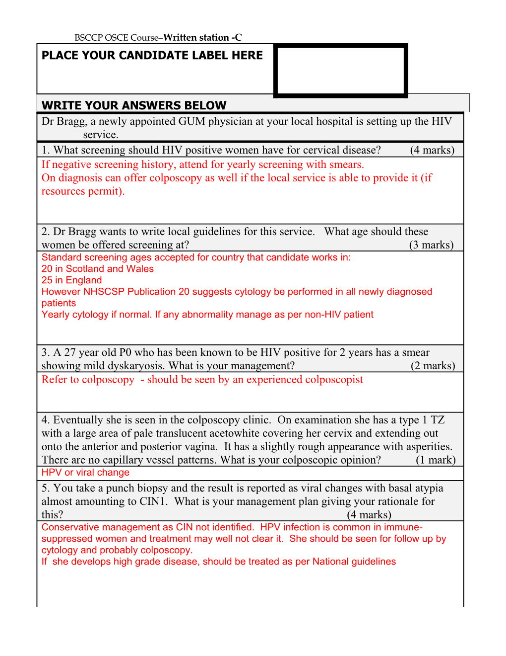 Write Your Candidate Number Here