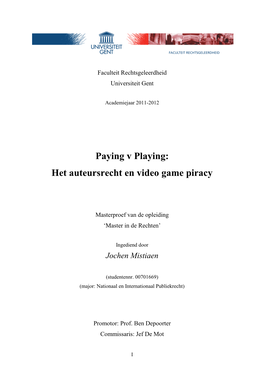 Het Auteursrecht En Video Game Piracy