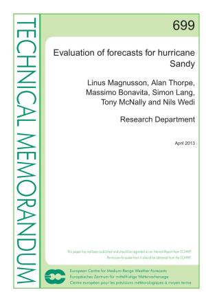 Evaluation of Forecasts for Hurricane Sandy