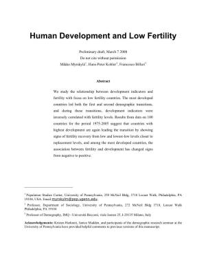 Paper We Study the Association Between Development and Fertility with Focus on Contemporary Developed World