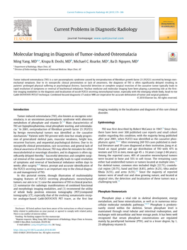 Molecular Imaging in Diagnosis of Tumor-Induced Osteomalacia