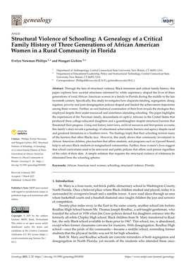 Structural Violence of Schooling: a Genealogy of a Critical Family History of Three Generations of African American Women in a Rural Community in Florida