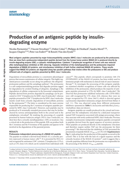 Production of an Antigenic Peptide by Insulin-Degrading Enzyme