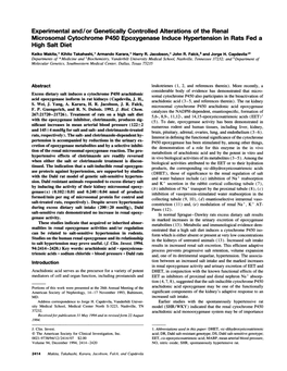 Microsomal Cytochrome P450 Epoxygenase Induce Hypertension in Rats Fed a High Salt Diet Keiko Makita,* Kihito Takahashi,* Armando Karara,* Harry R