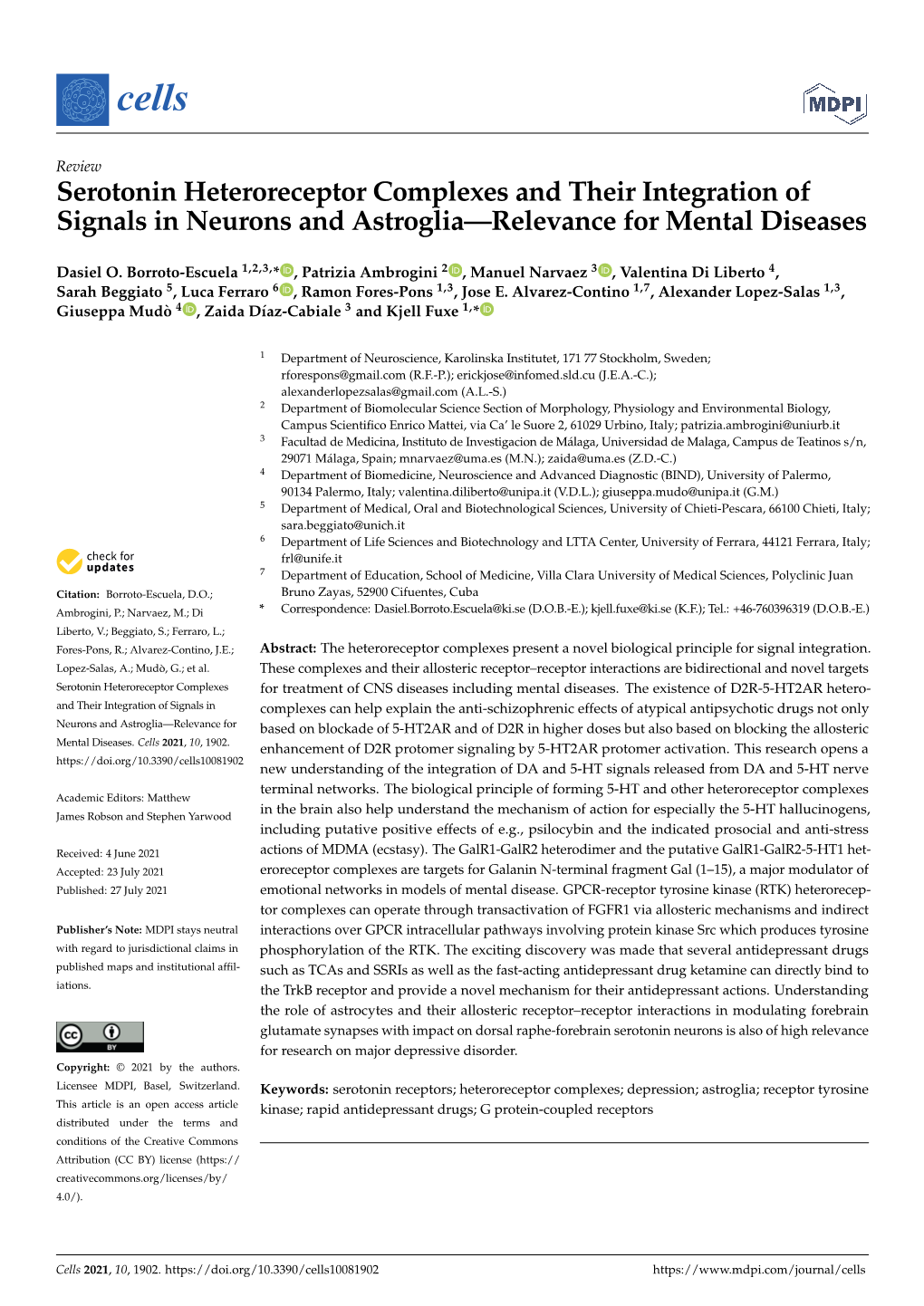 Serotonin Heteroreceptor Complexes and Their Integration of Signals in Neurons and Astroglia—Relevance for Mental Diseases