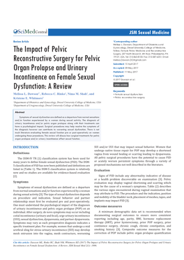 The Impact of Pelvic Reconstructive Surgery for Pelvic Organ Prolapse and Urinary Incontinence on Female Sexual Dysfunction: a Review