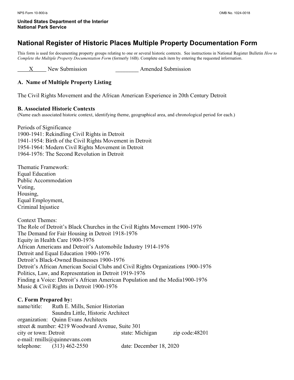 Multiple Property Documentation Form