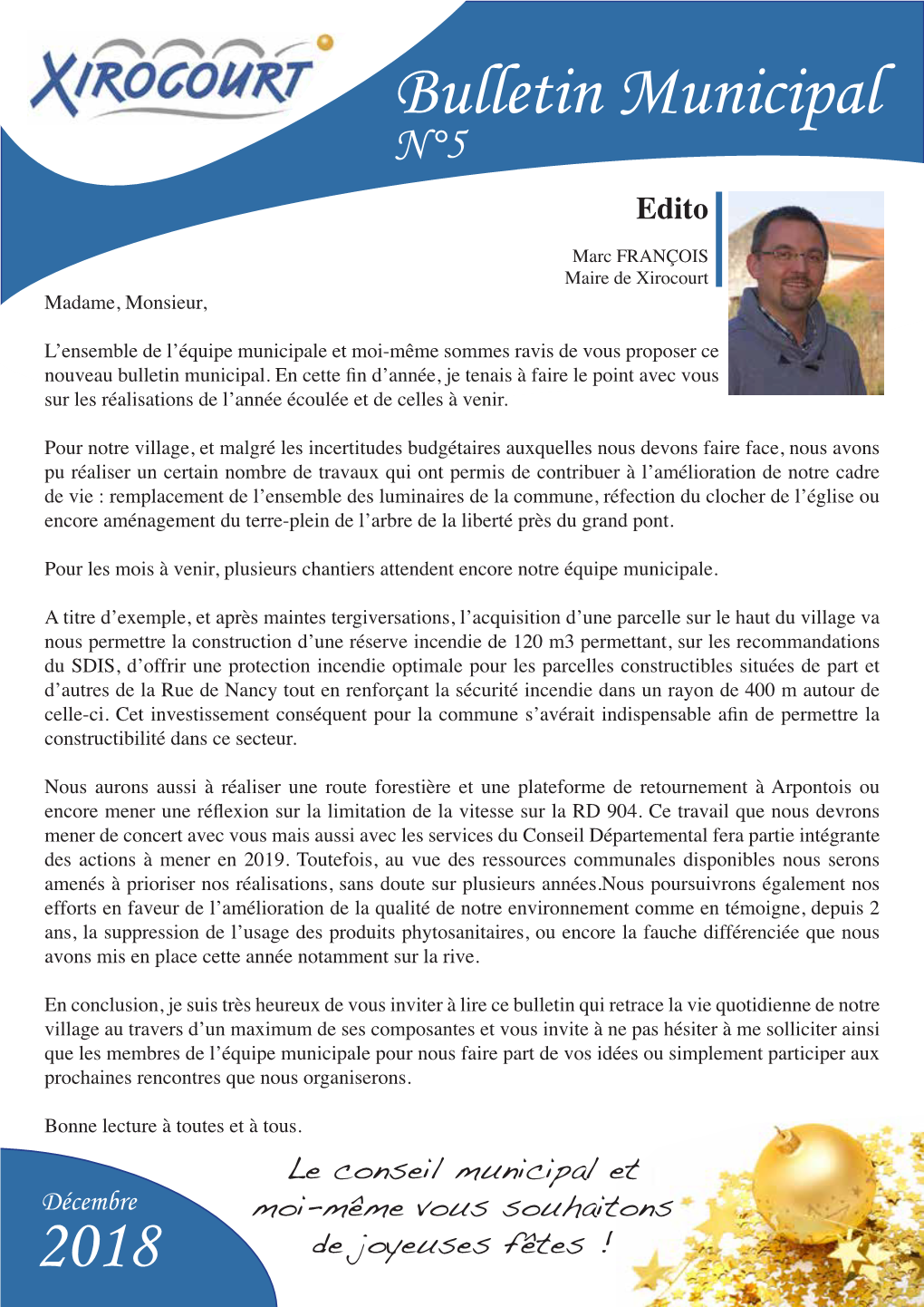 Bulletin Municipal N°5 Edito