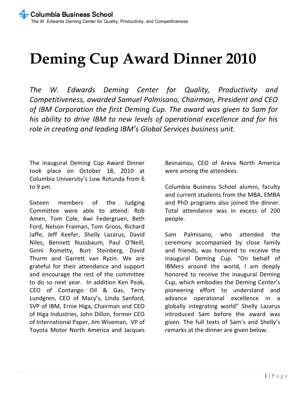 Download the Deming Cup Award