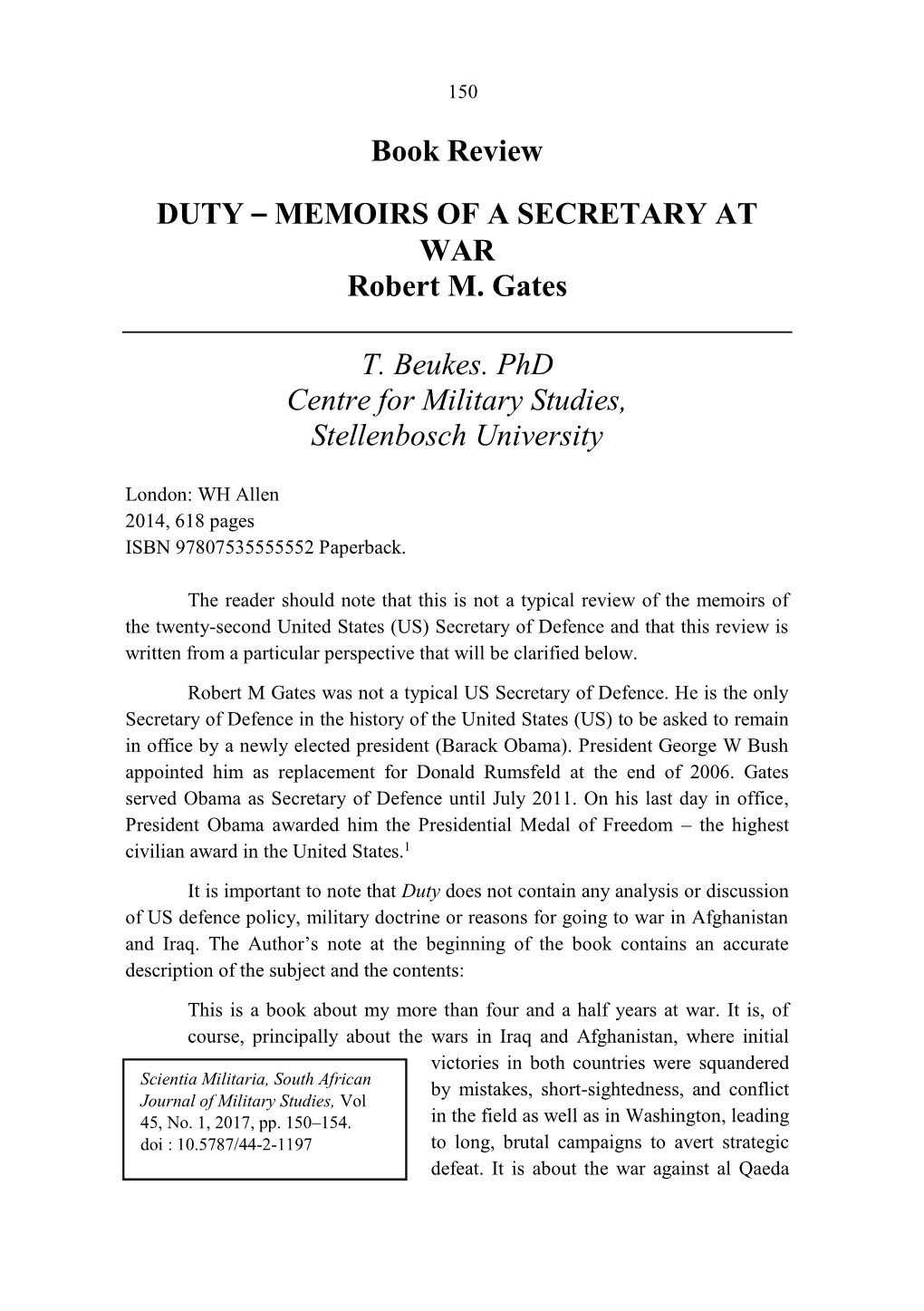 Book Review: Duty–Memoirs of a Secretary At