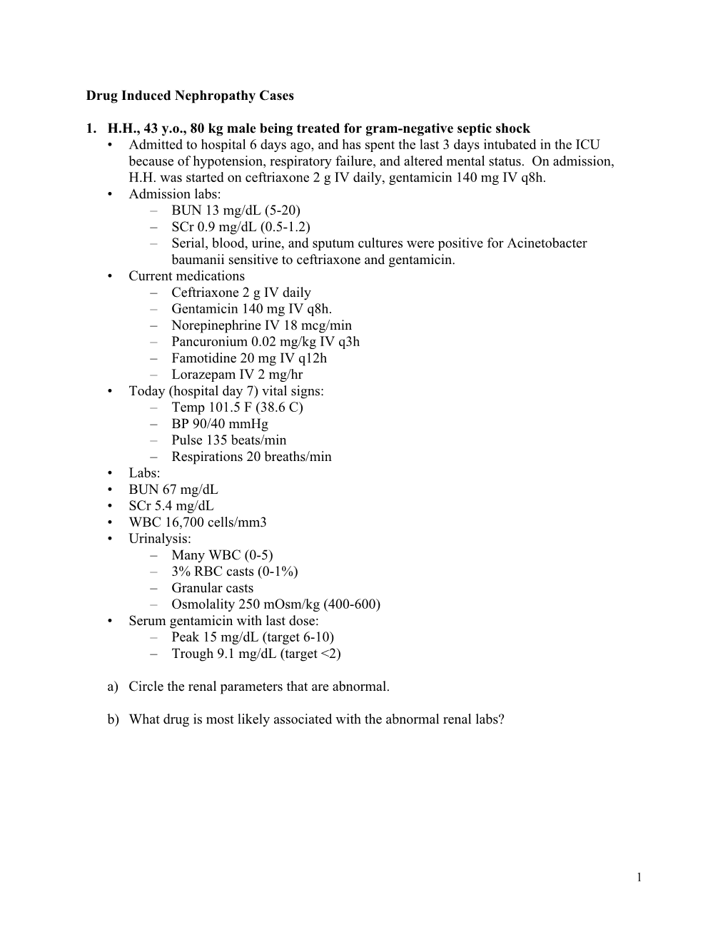 Drug Induced Nephropathy Cases