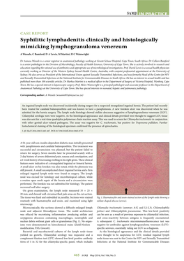 Syphilitic Lymphadenitis Clinically and Histologically Mimicking Lymphogranuloma Venereum