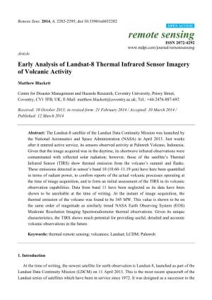 Early Analysis of Landsat-8 Thermal Infrared Sensor Imagery of Volcanic Activity