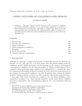 MODEL-CATEGORIES of COALGEBRAS OVER OPERADS Contents 1. Introduction