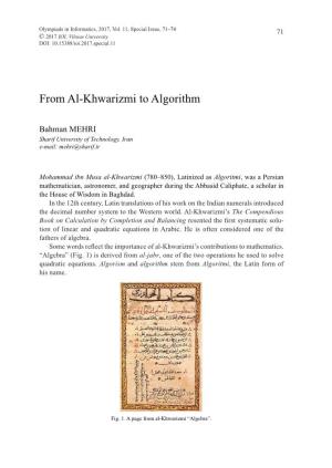 From Al-Khwarizmi to Algorithm (71-74)