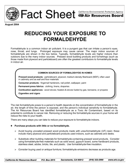 Reducing Your Exposure to Formaldehyde