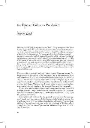 Intelligence Failure Or Paralysis?