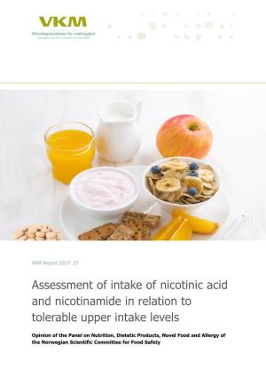 Assessment of Intake of Niacin and Nicotinamid in Relation to Tolerable