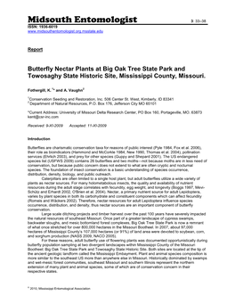 Interactions Between Butterflies (Lepidoptera: Rhopalocera) and Plant (Spermatophyta: Magnoliophyta) in South Central Idaho