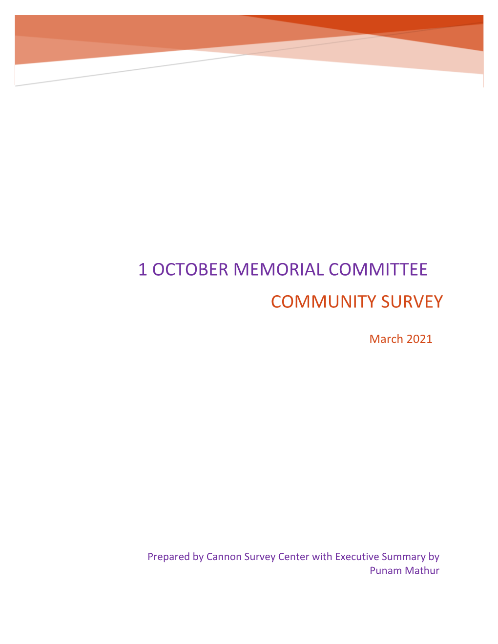 1 October Memorial Committee Community Survey
