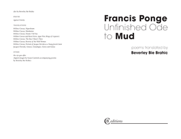 Francis Ponge Unfinished Ode To