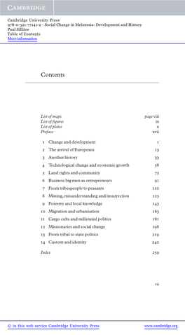 Social Change in Melanesia: Development and History Paul Sillitoe Table of Contents More Information