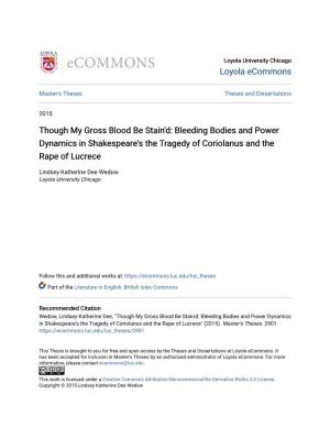 Bleeding Bodies and Power Dynamics in Shakespeare's the Tragedy of Coriolanus and the Rape of Lucrece