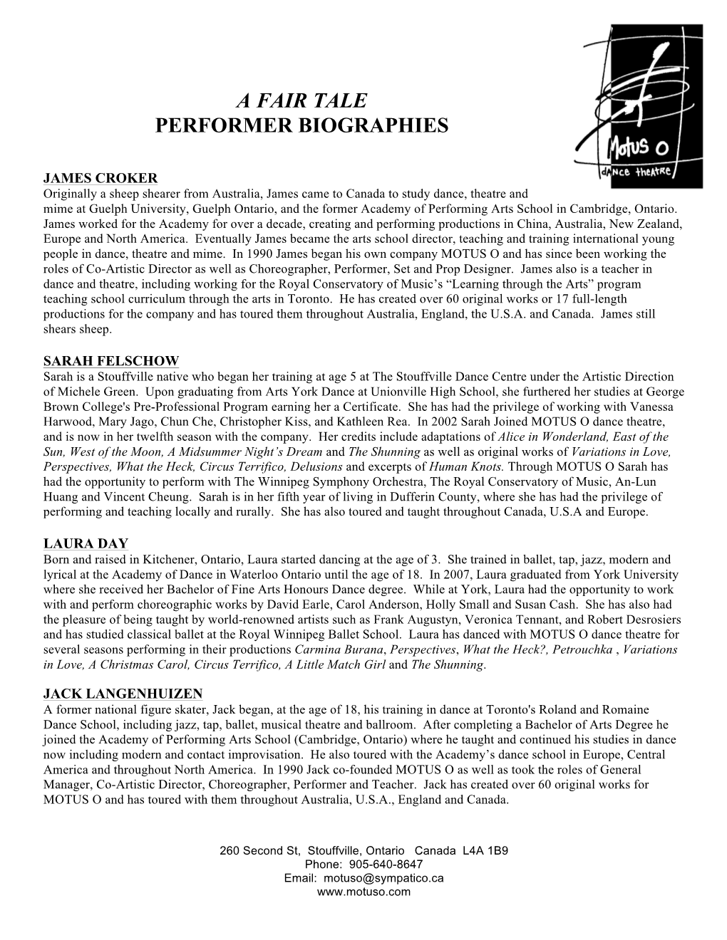 Performer Bios Cont’D