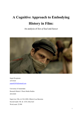 A Cognitive Approach to Embodying History in Film