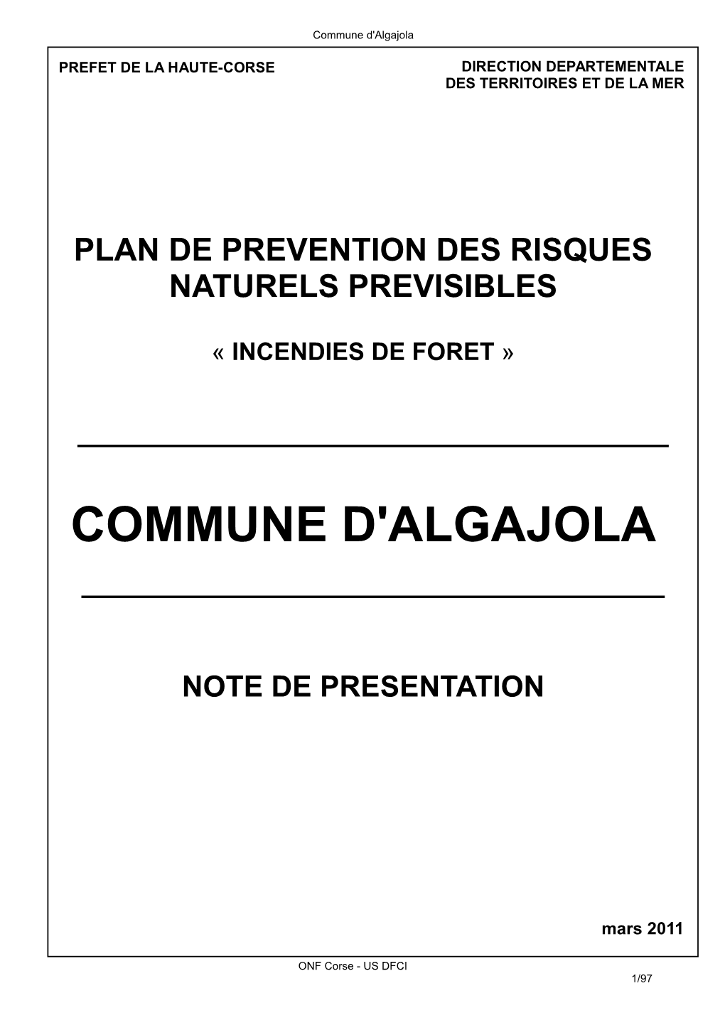 Presentation De La Commune D'algajola