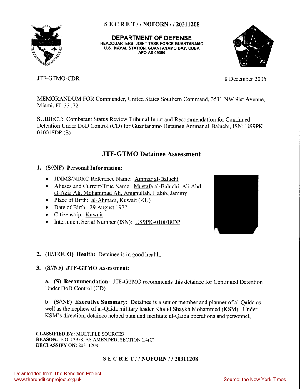 JTF-GTMO Detainee Assessment