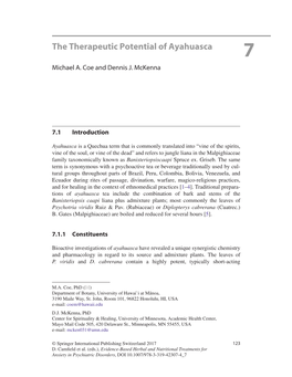 The Therapeutic Potential of Ayahuasca 7 Michael A