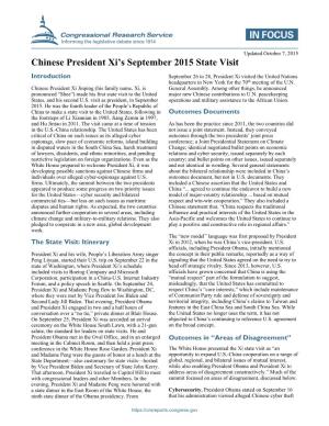 Chinese President Xi's September 2015 State Visit