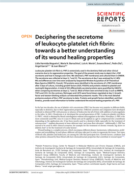 Deciphering the Secretome of Leukocyte-Platelet Rich Fibrin