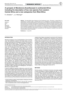 A Synopsis of Mendoncia (Acanthaceae) in Continental Africa