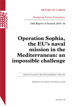 Operation Sophia, the EU's Naval Mission