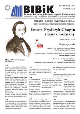 Fryderyk Chopin Znany I Nieznany 28 Września 2010