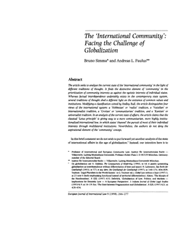 The 'International Community9: Facing the Challenge of Globalization