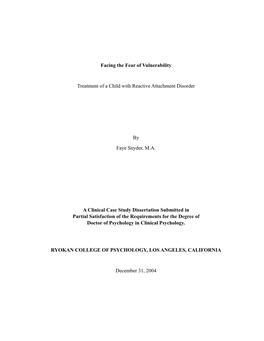 Facing the Fear of Vulnerability Treatment of a Child with Reactive