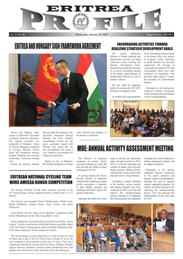 Eritrea Profile,Wednesday, January 30, 2019 Vol 25