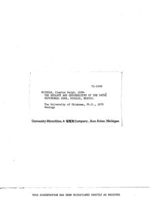 University Microfilms, a XEROX Company, Ann Arbor, Michigan %
