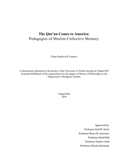 The Qur'an Comes to America: Pedagogies of Muslim Collective Memory