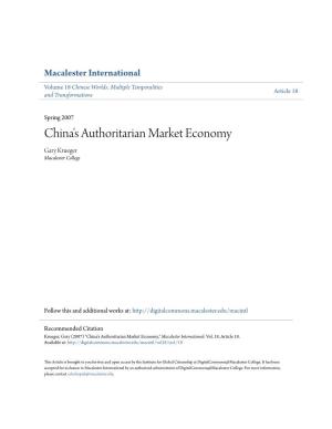 China's Authoritarian Market Economy Gary Krueger Macalester College