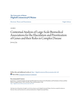 Contextual Analysis of Large-Scale Biomedical Associations for the Elucidation and Prioritization of Genes and Their Roles in Complex Disease Jeremy J
